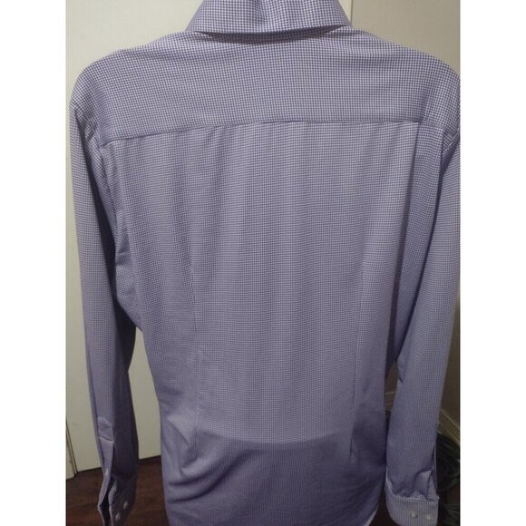 Men's Mizzen+Main LS Purple White Check Dress Button Shirt Size 2XL Trim Fit - Picture 7 of 10